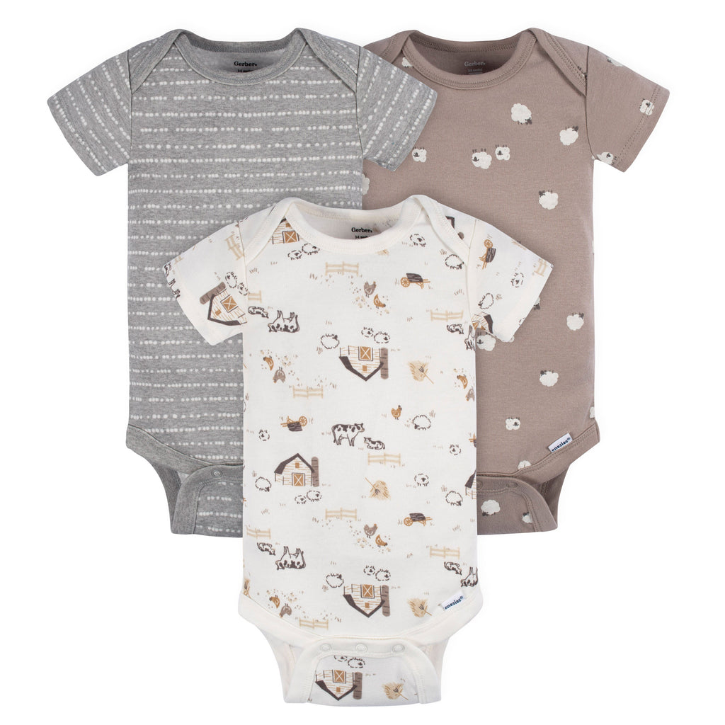 Short Sleeve Bodysuit Onesies - 3pk