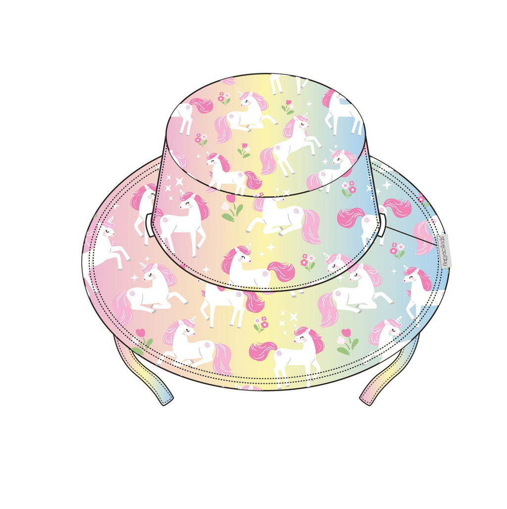 Kids Reversible Patterned Sun Hat - Unicorn / Giraffe