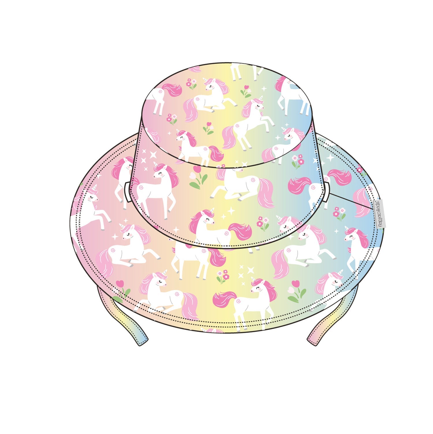Kids Reversible Patterned Sun Hat - Unicorn / Giraffe
