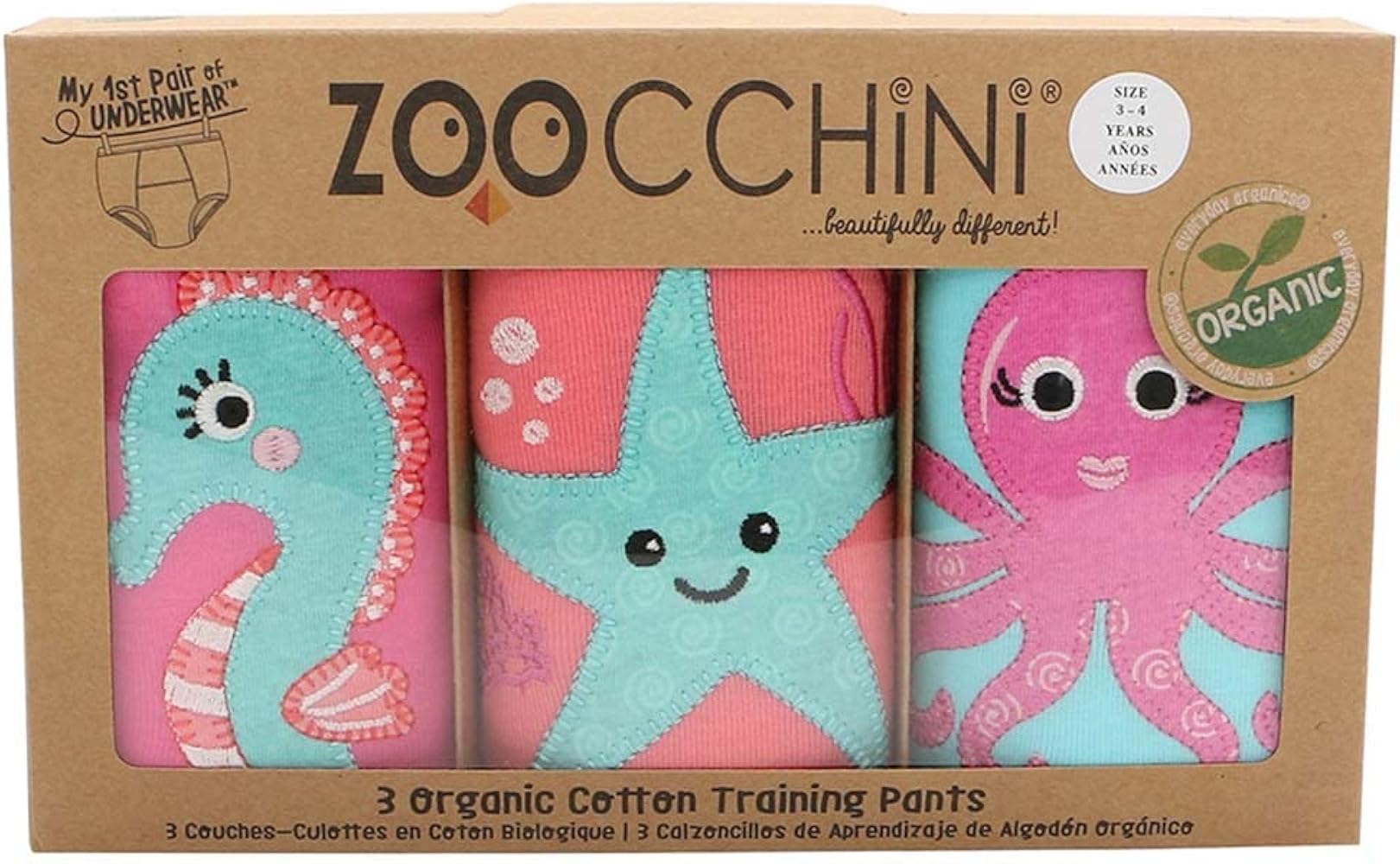 Organic Potty Training Pants (3pk) - Ocean/Girl