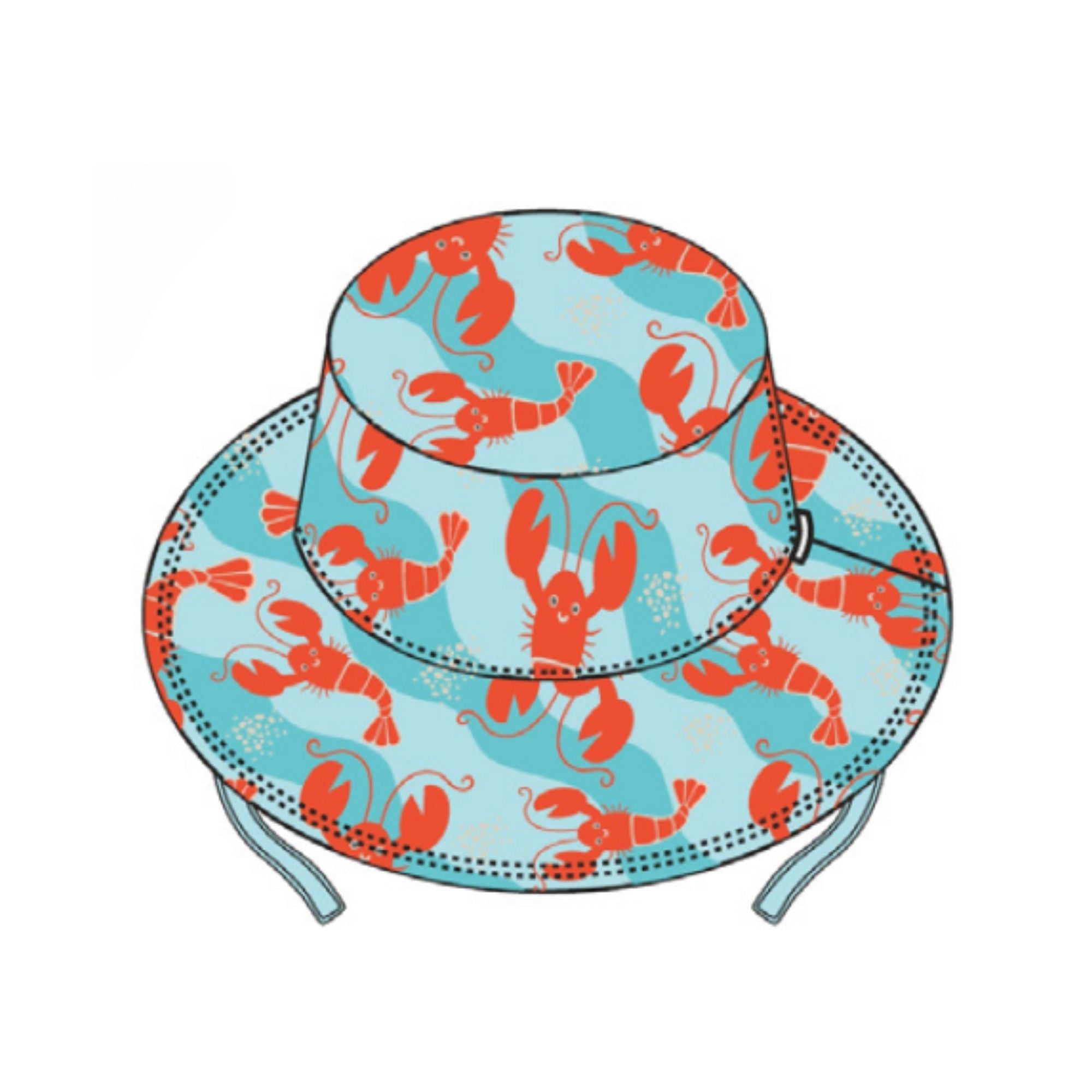 Printed Bucket Sun Hat - Logan the Lobster