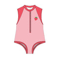 Short Sleeve 1Pc Solid Swimsuit - Strawberry