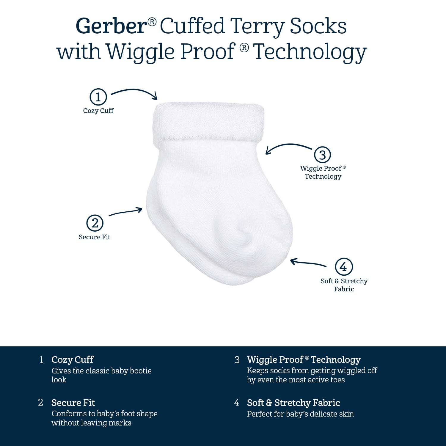 Gerber - WHITE - 6pk Socks