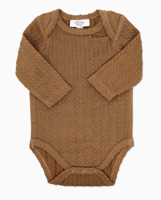Neutral 3 Piece Jacquard Ribbed Set: Brown