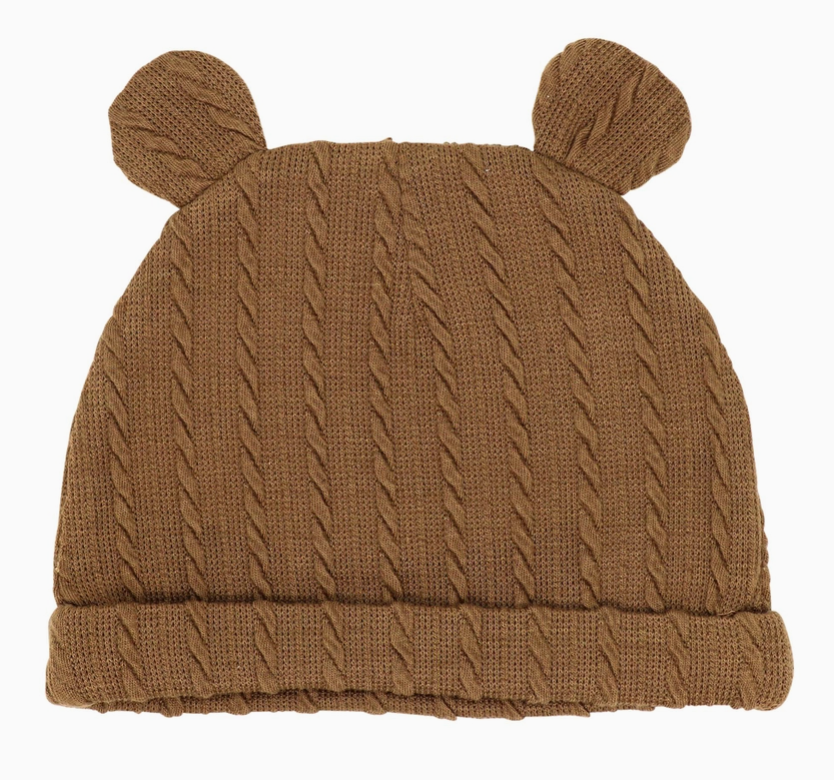 Neutral 3 Piece Jacquard Ribbed Set: Brown