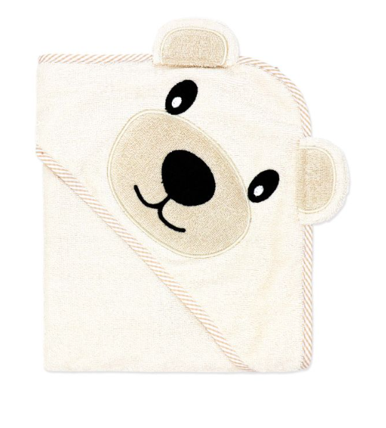 Hooded Towel with Wash mitt and 5 Washcloth Set: Tan Bear