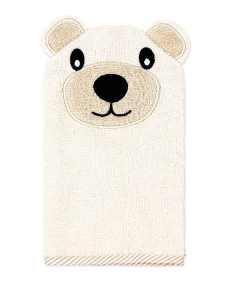 Hooded Towel with Wash mitt and 5 Washcloth Set: Tan Bear
