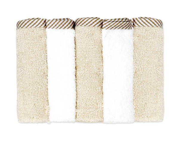 Hooded Towel with Wash mitt and 5 Washcloth Set: Tan Bear