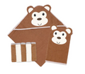 Hooded Towel with Wash mitt and 5 Washcloth Set: Mocha Monkey