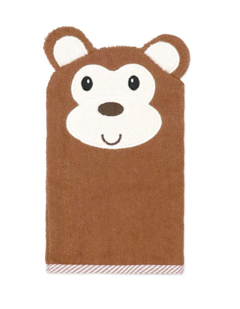 Hooded Towel with Wash mitt and 5 Washcloth Set: Mocha Monkey