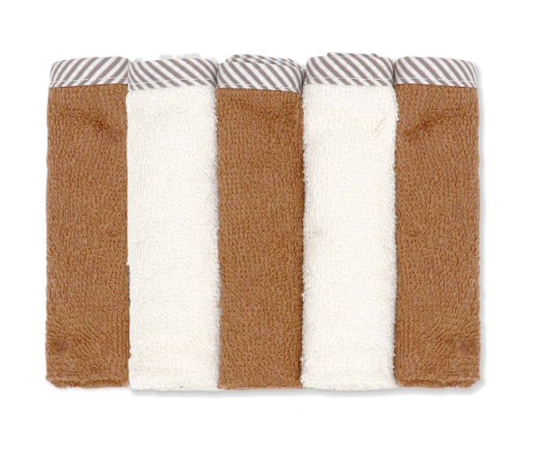 Hooded Towel with Wash mitt and 5 Washcloth Set: Mocha Monkey
