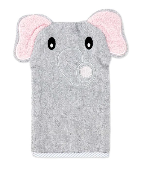 Hooded Towel with Wash mitt and 5 Washcloth Set: Grey Elephant