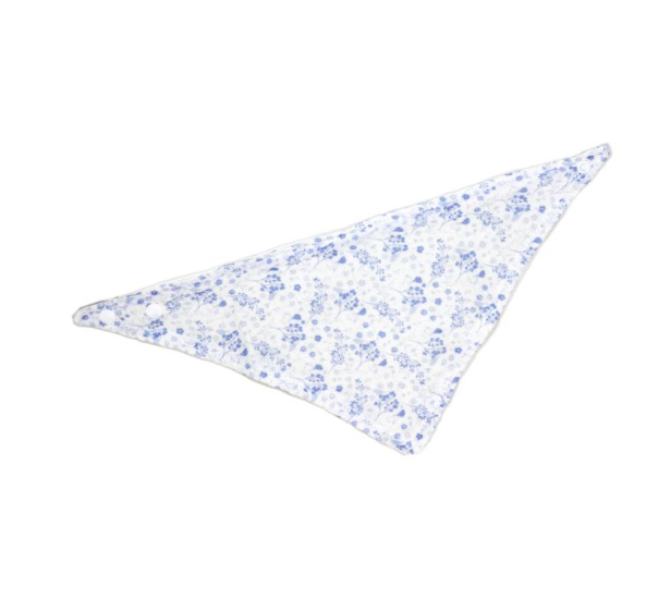 3 pc Muslin Reversible Bib with 2 Headbands Set: White Floral