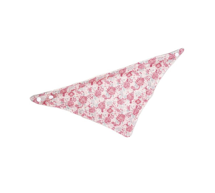 3 pc Muslin Reversible Bib with 2 Headbands Set: Pink Floral