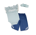 Girls 3 Piece Pant Set : Blue Floral