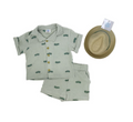 Boys 3 Piece Short Set: Sage