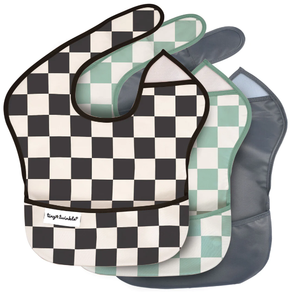 Mess-Proof Easy Bib - 3pk - Black + Sage + Charcoal