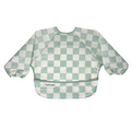 Mess-Proof Full Sleeve Bib - Sage checkers