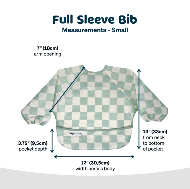 Mess-Proof Full Sleeve Bib - Sage checkers