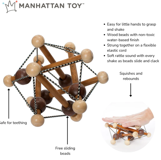 Manhattan Toy - Skwish Rattle + Teether Activity Toy - Natural