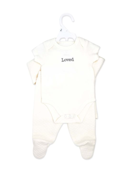 Neutral 3pc Quilted Jacket Set: Loved White