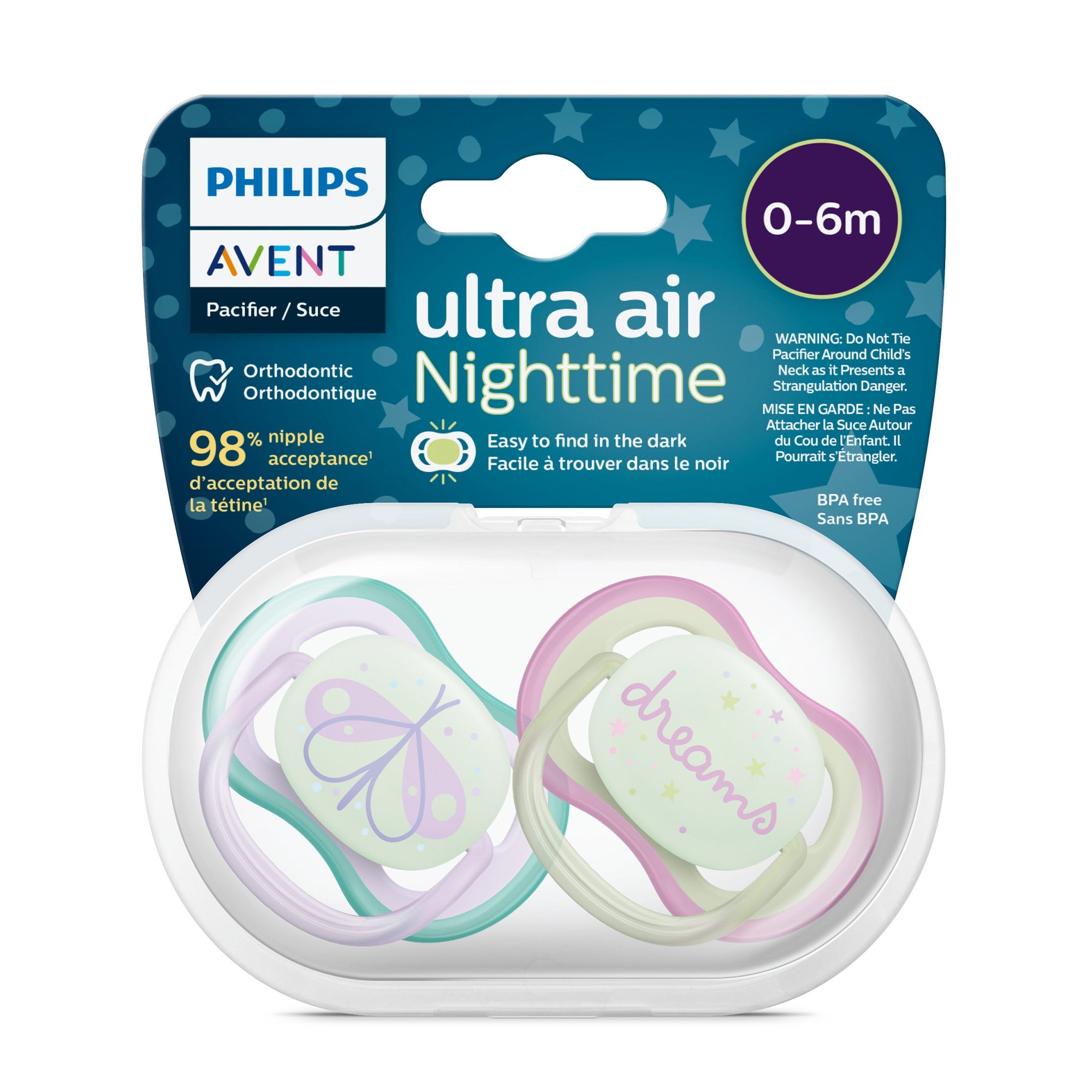 Ultra Air Pacifier Nighttime Glow - 2 Pack