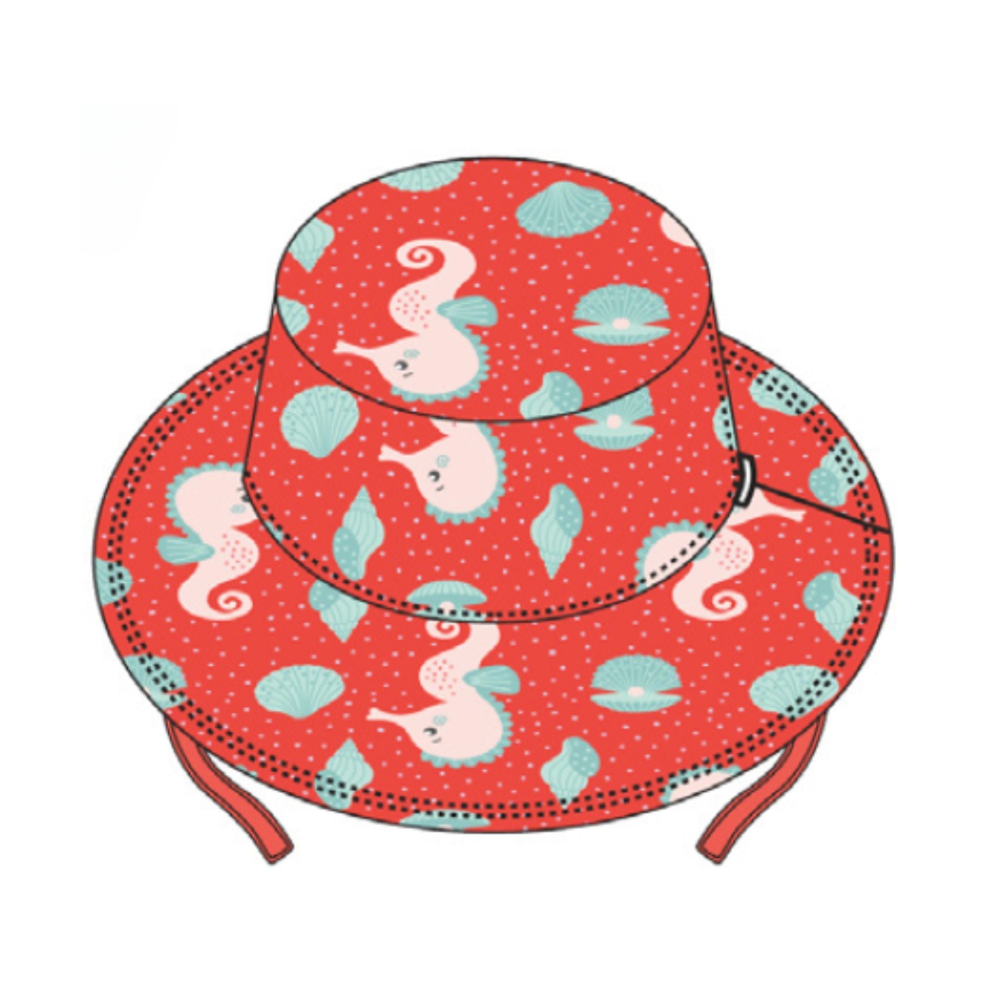 Printed Bucket Sun Hat - Sally the Seahorse